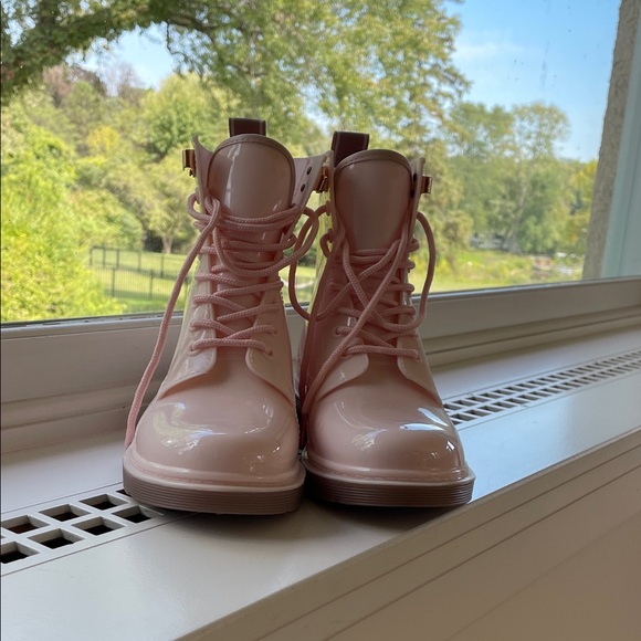 Michael Kors Pink Combat Lace-Up Rain Boots - Picture 1 of 6